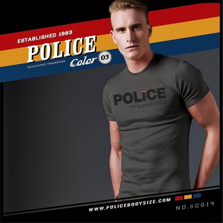 Police เสื้อยืดทรงพอดีตัว Slim fit  ผ้ายืดตามตัว 100% Cotton (FC023,BC014,XC002)