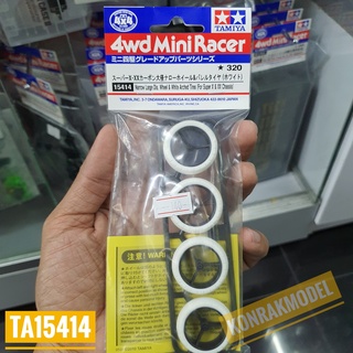 ชุดแต่งเสริมรถ Mini 4 WD Tamiya 15414 NARROW LARGE DIE.WHEEL &amp; WHITE ARCHED