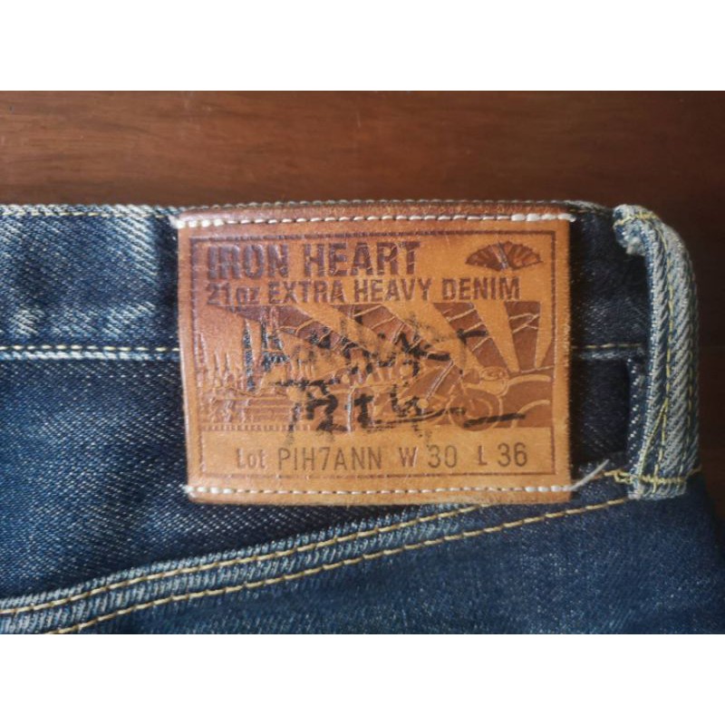 กางเกงยีนส์​ Iron heart PIH7ANN 21 Oz. INDIGO W30(พร้อมลายเซ็น Shinichi Haraki)