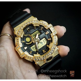 G-Shock กรอบเพชร Gold BlingBling ดำทอง G-Shock Custom รุ่นฮิต GA-710 ประกันศูนย์central 1 ปี