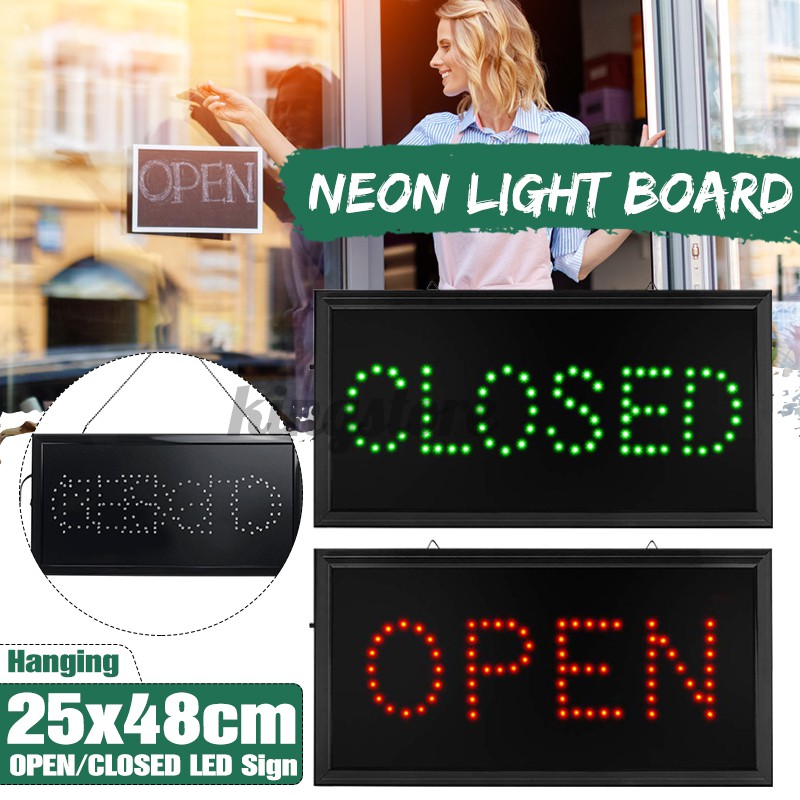 Flashing LED Neon Light Business Sign OPEN CLOSE 2 in 1 Display Cafe ...