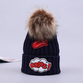 .AD-วินเทอร์ผู้หญิงสุภาพสตรี Warm Knitted Raccoon ขนจริงหมวก Beanie Bobble หมวกสกี