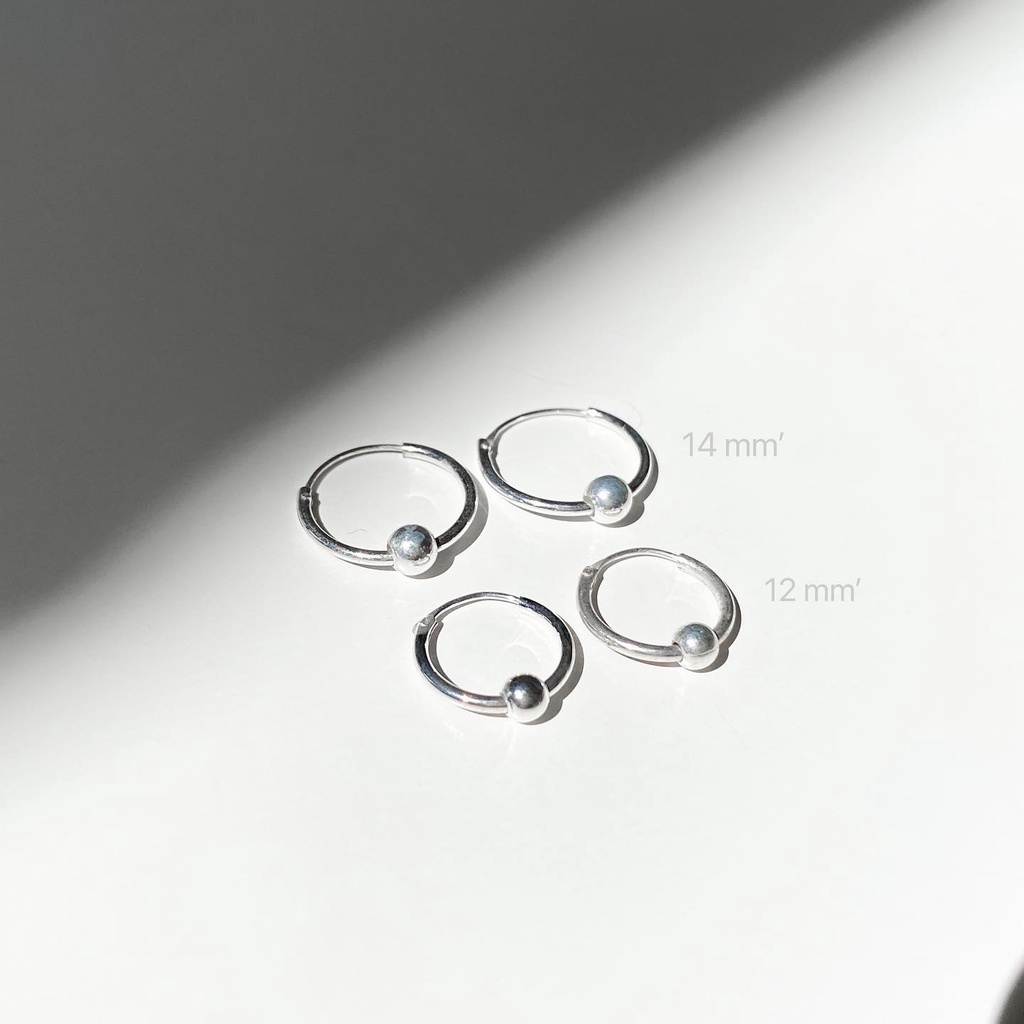annita.silver - hoop ball earring / ต่างหูห่วงห้อยเม็ดบอล ต่างหูห่วงเงินแท้925 ต่างหูห่วงเงิน hoop earring