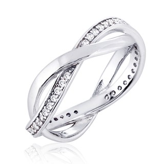 SNOWY HERITAGE แหวนเงินแท้ 925 Silver Jewelry ประดับเพชร CZ รุ่น RS2296 เคลือบทองคำขาว