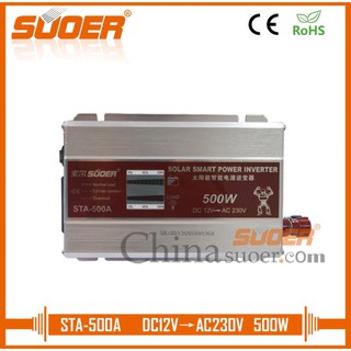 SUOERอินเวอร์เตอร์ STA-500 500W LED DC 12V To AC 230V Solar Power Inverter - Silver - Intl