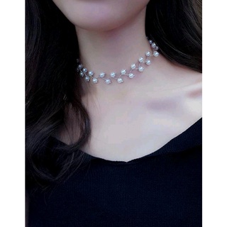 สร้อยคอมุก โชคเกอร์ สร้อยคอแฟชั่น Faux Pearl Decorated Branch Choker (ส่งจากไทย)