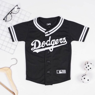 เสื้อกีฬาเบสบอล ลายทีม dodger สีดํา สําหรับเด็ก