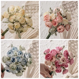 นอร์ดิก ins จําลองไฮเดรนเยียหวานชาน้อยรวมกัน 18 หัวดอกไม้ถือดอกไม้ปลอมอุปกรณ์ประกอบฉากงานแต่งงานดอกไม้ตกแต่งดอกไม้