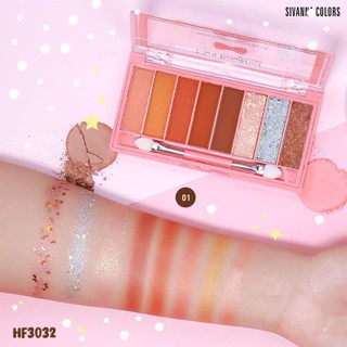 Sivanna Mini Bowknot Eyeshadow Palette HF3032 ซีเวนน่า อายแชโดว์เนื้อฝุ่น และกลิตเตอร์ วิบวับ พร้อมแปรงฟองน้ำสองหัว