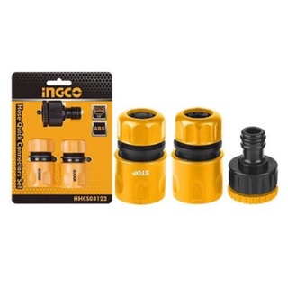 INGCO ชุดข้อต่อสายยาง 3 ชิ้นชุด รุ่น HHCS03122 ( Hose Quick Connectors ) ข้อต่อสวมสายยาง ข้อต่อเครื่องฉีดน้ำ - -