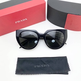 PRADA PR 14WS WOMENS CATS EYE SUNGLASSES BLACK CHALK/BLACK แว่นกันแดดแบรนด์ปราด้า เลนส์กันแดด uv400 ทรงแคทอาย