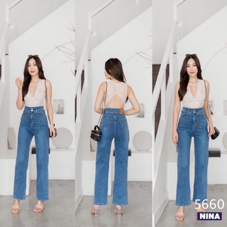 👖NN-ST🌟 5660 กางเกงยีนส์ขายาวผ้ายืด ทรงกระบอก เอวสูง รุ่นนี้…