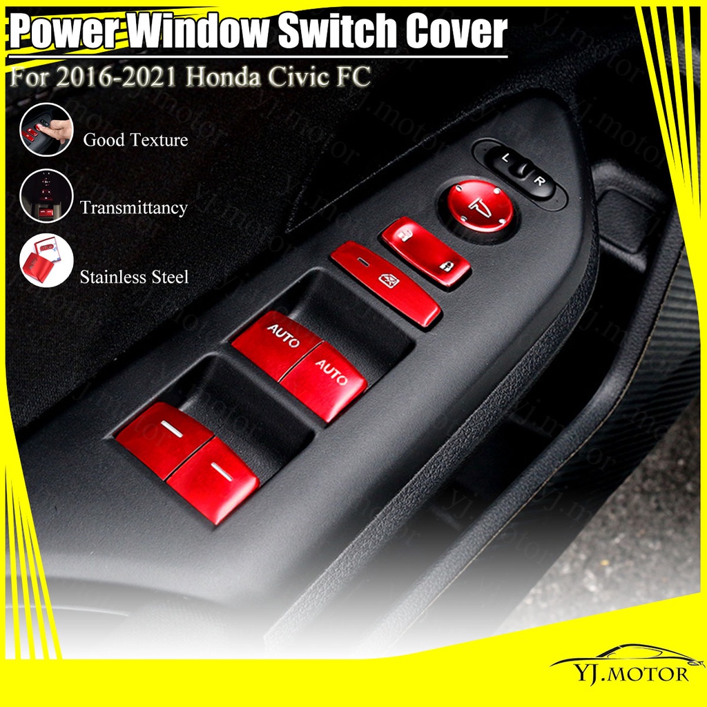 สําหรับ 2016 - 2021 Honda Civic FC FK Power Window Switch Cover Trim 2017 - 2021 CRV Window Lifter Switch Dcoration Protection