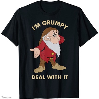 เสื้อยืดผู้ เสื้อยืดคอกลม แขนสั้น ผ้าฝ้าย พิมพ์ลายสโนว์ไวท์ Im Grumpy Deal With It Portrait แฟชั่นฤดูร้อน สําหรับผู้ชาย