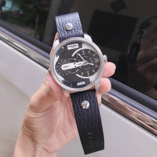 (ผ่อน0%) นาฬิกา Diesel Mens DZ7307 Mini Daddy Stainless Steel Black Leather Watch  ขนาด 54 mm. สายหนัง สีดำ