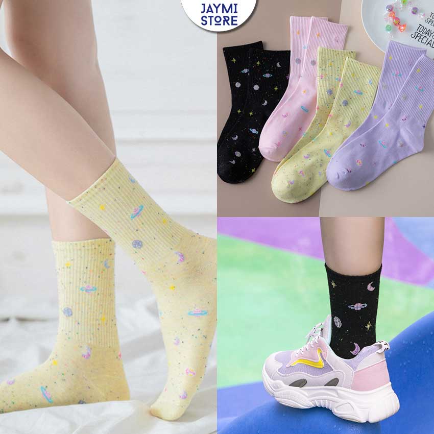 ถุงเท้าผู้หญิงลาย Galaxy Galaxy Galaxy Taobao เทรนด์ร้อนวัสดุผ้าฝ้ายนุ่มผลิตภัณฑ์ Taobao