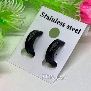 ต่างหู ตุ้มหู จิว ต่างหูผู้ชาย Punk Men Stainless Steel Hoop Piercing Round Earrings for Women Men 1 คู่