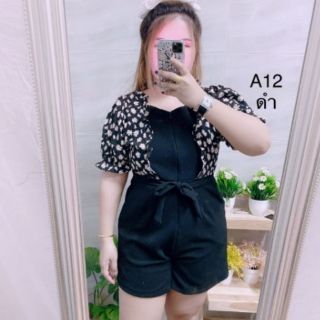 ✨จั้มสูทขาสั้นซิปหน้า 
อก40-44”