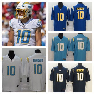 เสื้อยืดแขนสั้นลําลอง พิมพ์ลาย NFL Los Angeles Chargers Justin Herbert Jersey สไตล์สปอร์ต