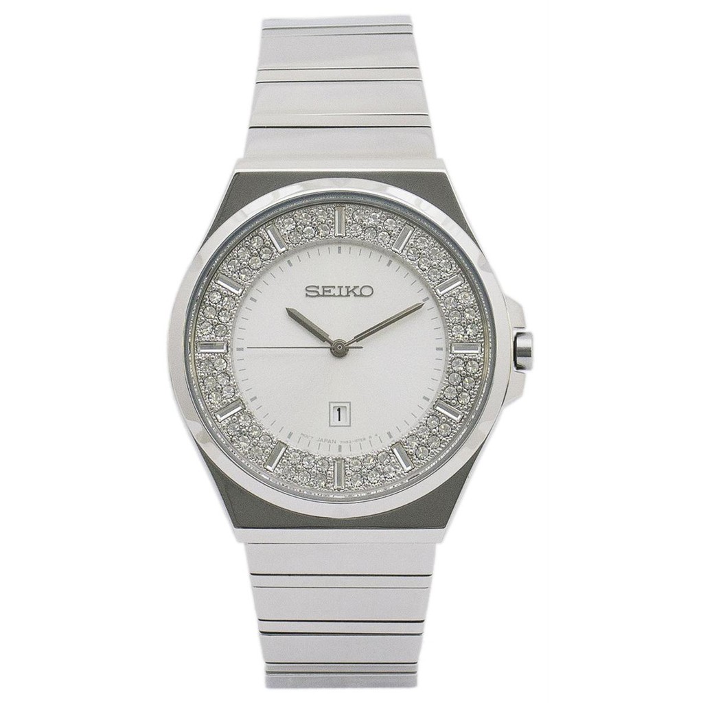 ﻿Seiko นาฬิกาข้อมือ รุ่น modern lady crystal ควอทซ์ SXDF71P1 (Silver/White)