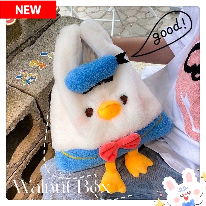 กระเป๋าเป้สะพายหลัง กระเป๋าถือ แบบนิ่ม ลายตุ๊กตา Donald duck JK Donald duck ให้ความอบอุ่น