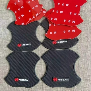 สติกเกอร์ยางคาร์บอนไฟเบอร์ สําหรับติดมือจับประตูรถยนต์ Toyota Honda Nissan จํานวน 4 ชิ้น