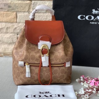 พร้อมส่งกระเป๋าCoachแท้💯 COACH EVIE BACKPACK 22 IN SIGNATURE CANVAS - B4/Tan Rust. #69523