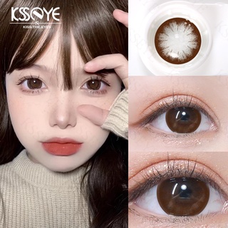 Ksseye คอนแทคเลนส์ สีน้ําตาลธรรมชาติ 14.5 มม. สําหรับนักเรียน ทุกเพศ 2 ชิ้น 1 คู่