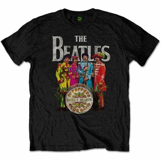 เสื้อยืดคอกลม แขนสั้น ผ้าฝ้าย 100% พิมพ์ลาย The Beatles Lennon McCartney Lonely Hearts สีดํา พลัสไซซ์ XS-XXXL ของขวัญวันเกิด สําหรับผู้ชาย