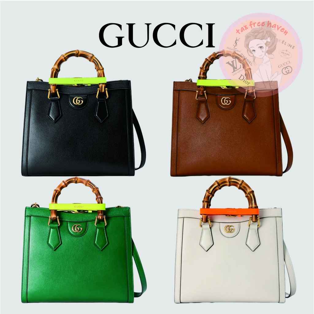 Shopee ลดกระหน่ำ 🔥ของแท้ 100% 🎁Gucci Brand New Gucci Diana Bamboo Small Tote Bag