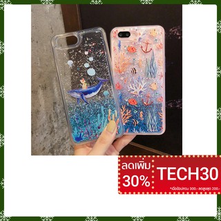 A57/A83/A79/A73/F5/F7/F9/A3/A5/R17/R17 Pro Dolphin Cat Water liquid Case Glitter star TPU Cover