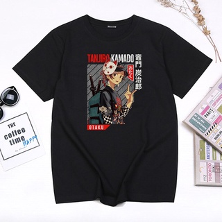 เสื้อยืดลําลอง ผ้าฝ้าย 100% แขนสั้น พิมพ์ลายอะนิเมะ Kimetsu No Yaiba Demon Slayer Tanjirou สไตล์ฮิปฮอป แฟชั่นคู่รัก สําห