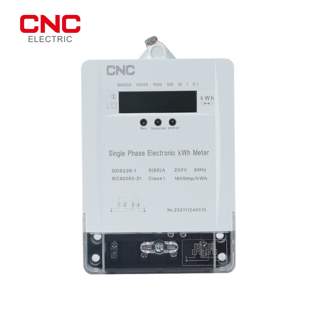 Cnc DDS226-1 เครื่องวัดชั่วโมงไฟฟ้าสถิตย์เฟสเดียว AC Active Energy 230V 50Hz Max 60A Class 1