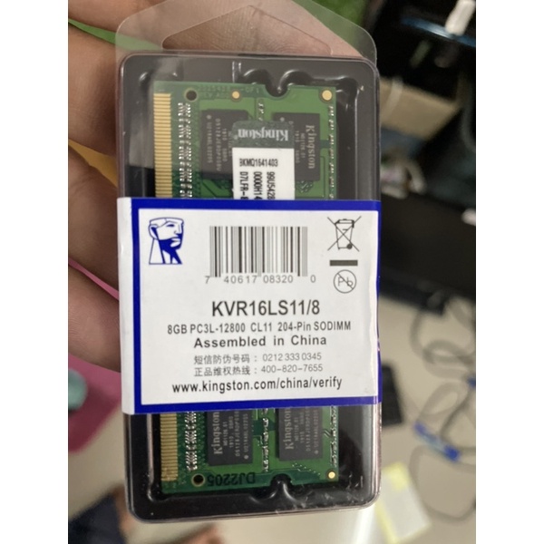 RAM Notebook DDR3L 8G bus 1600 ของใหม่ยังไม่ใช้งานยี่ห้อKingston