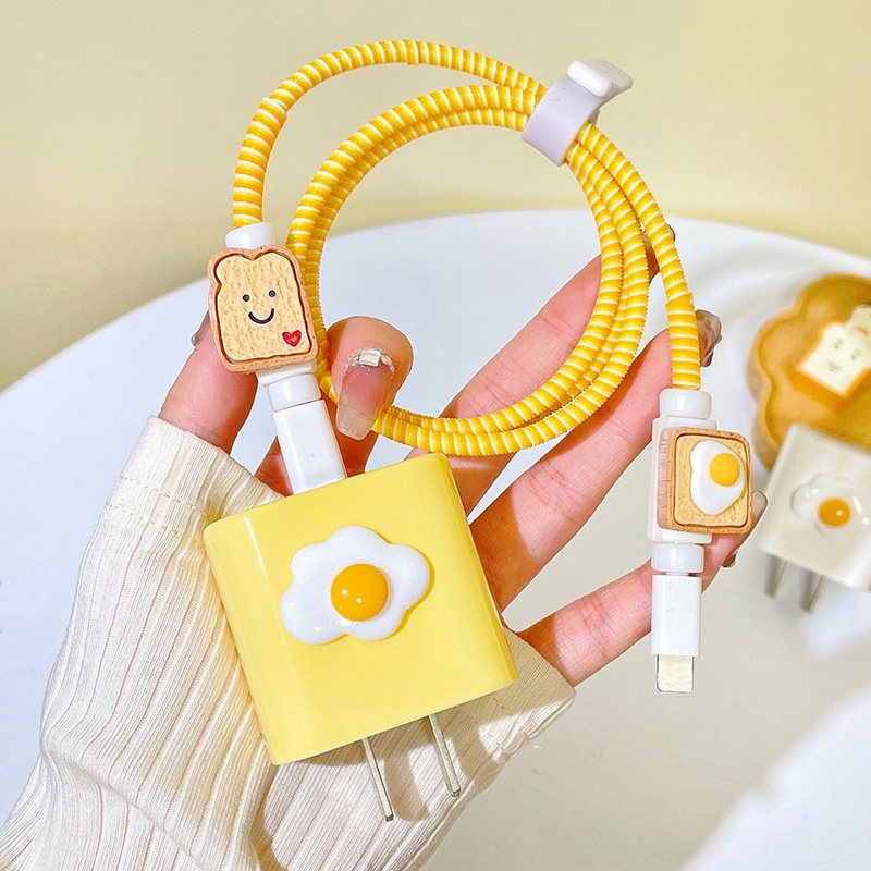 20w ไข่ดาว ป้องกันการแตก การ์ตูน แอปเปิ้ล สายเคเบิล ข้อมูล เคสป้องกัน, ที่ชาร์จโทรศัพท์มือถือ ที่คดเคี้ยว USB ตัวป้องกันสายเคเบิล