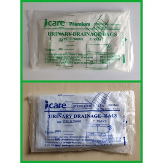 ถุงปัสสาวะผู้ใหญ่ (Urine Bag) ขนาด 2000 ml. ยี่ห้อ ICARE (มี 2 แบบให้เลือก)