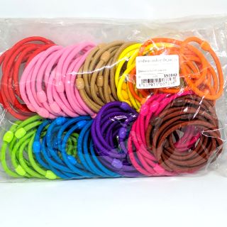ยางรัดผม 100 เส้น คละสี แบบมีลูกปัด