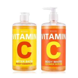 Beauty Buffet Scentio Vitamin C Set 2 Items (After Bath Body Essence 450ml + White Shower Serum 450ml).
