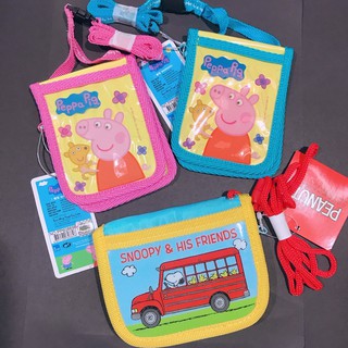 กระเป๋าใส่บัตร กระเป๋าสตางค์เด็ก กระเป๋าตังค์เด็ก มีสายคล้องคอ Peppa Pig / Snoopy