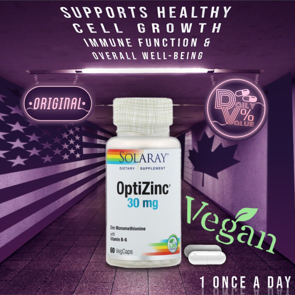 ออฟติซิงค์ / Solaray OptiZinc 30mg 60 Caps Zinc Monomethionine Healthy