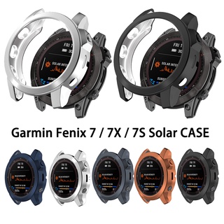 สําหรับ Garmin Fenix 7 7X 7S ไพลิน เคสพลังงานแสงอาทิตย์ ชุบ กรอบ กันชน เคส