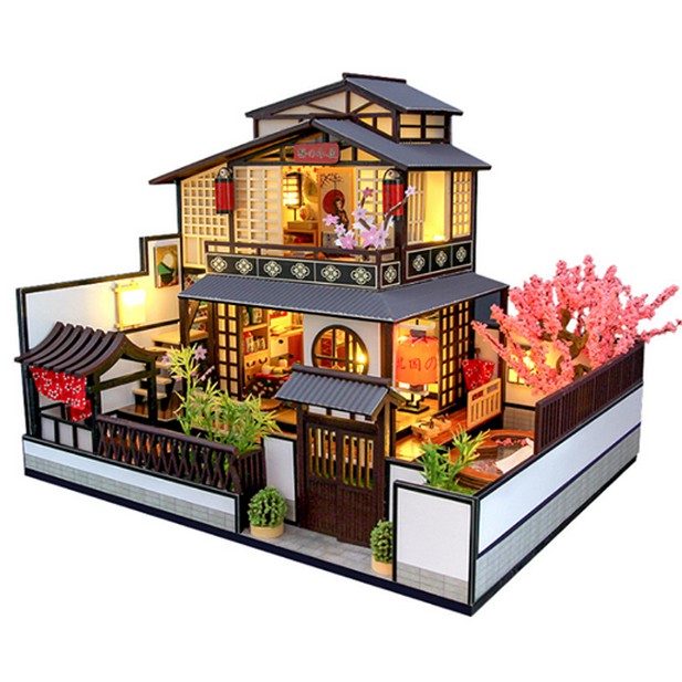 บ้านตุ๊กตา บ้านจิ๋ว DIY ชุด Northland Spring มีฝาครอบกันฝุ่น+กล่องดนตรี พร้อมส่งทันที บ้านญี่ปุ่น โมเดลบ้านญี่ปุ่น