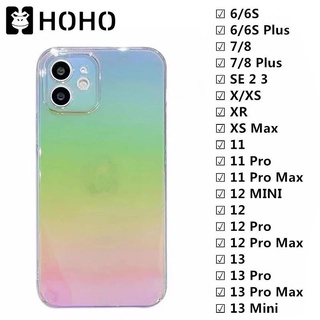 CM🔥เคสใสสรุ้ง เคสใสใช้สำหรับ ใช้สำหรับ iPhone13 7 8 + Plus X XR XS Max 11 Pro Max 12 13 Pro Max TPU case เคสแข็ง