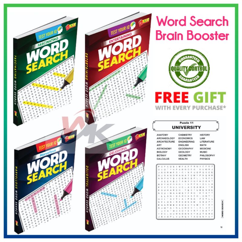 WKIDS REST YOUR IQ WORD SEARCH BOOK Crossword Puzzle เกมสมอง งานอดิเรกสําหรับเด็ก