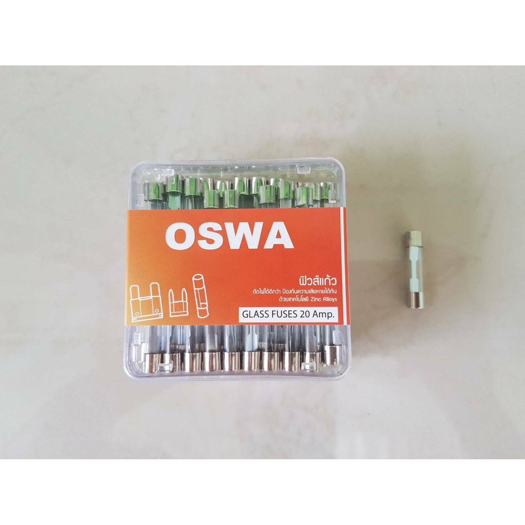 ฟิวล์แก้ว 20A ขนาด6×30มิล (100ตัว) กล่องละ180บาท