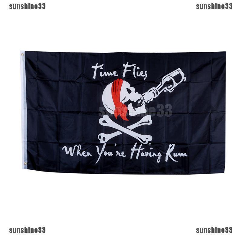 ธงโจรสลัด ลายหัวกะโหลก Jolly Roger แมลงวัน ฮาโลวีน ขนาด 90x150 ซม.