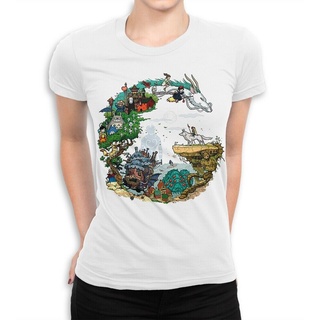 เสื้อยืด ผ้าฝ้าย พิมพ์ลายภาพยนตร์ Spirited Away Totoro Mononoke สําหรับผู้ชาย