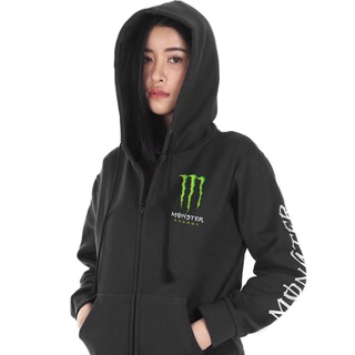 สกรีนเสื้อ 77DESIGN HOODIE เสื้อฮูด(ซิป)เสื้อกันหนาว เสื้อฮูดบิ๊กไบค์ สีดำ moster ไม่ใช่งานจีน