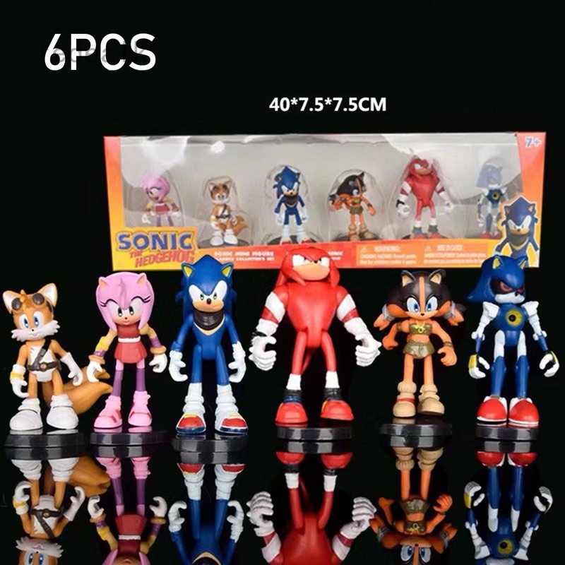 6 ชิ้น / เซต ซูเปอร์ซาวด์ โซนิค ภาพยนตร์ เกม ตุ๊กตาเงา เม่น ฟิกเกอร์พีวีซี โมเดลของเล่นเด็ก ของขวัญวันเกิด