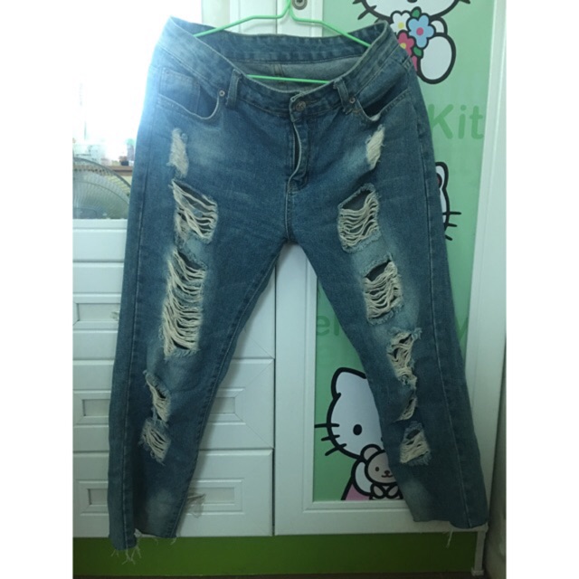 กางเกงยีนส์งานป้ายทรงบอย G.D jeans